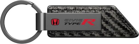 Compatible with Honda Red Logo Civic Type-R Gunmetal Black Gray Carbon Fiber Texture Leather Key Chain in Saudi Arabia