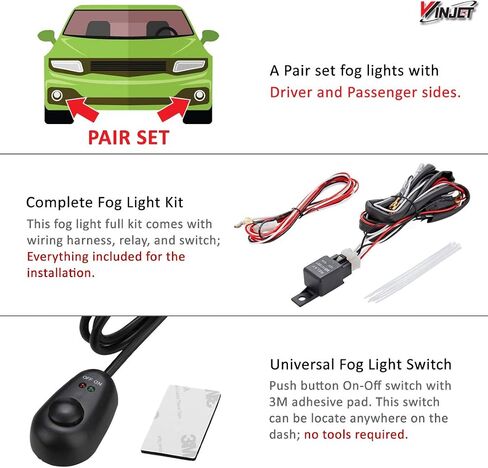 Winjet Fog Lights OEM Series for 2010-2015 Chevy Equinox [2010 2011 2012 2013 2014 2015] Chevy Equinox Driving Fog Lights with H11 12V 55W Halogen Bulbs + Switch + Wiring Kit in Saudi Arabia