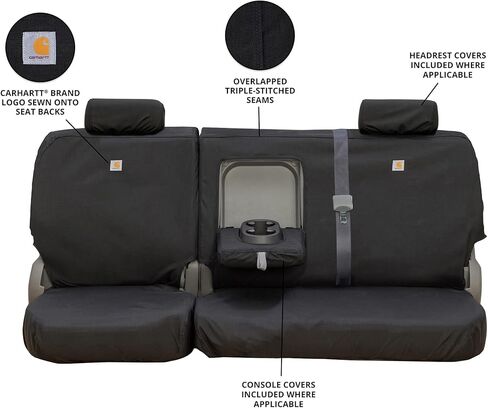 Covercraft Carhartt Super Dux Seatsaver Custom Custom Covers | يناسب 2011-2018 RAM 1500 ، 2019-2024 RAM 1500 Classic ، 2011-2024 RAM 2500/3500/4500 | 2nd الصف 40/60 مقعد مقعد ، سوبر دوكس الأسود in Saudi Arabia