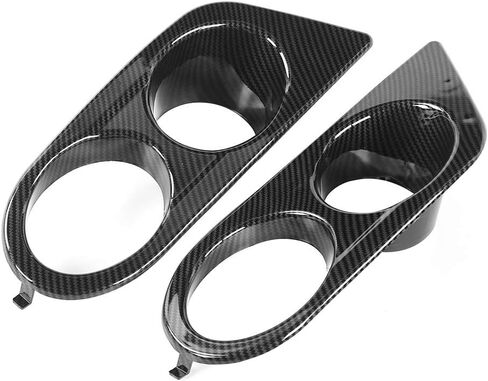 Qiilu Front Bumper Foglight Cover, 1 pair Front Bumper Fog Light Lamp Cover Cap Dual Holes Car Lighting Accessory Fit for E46 M3 2001‑2006(Carbon Fiber Style) in Saudi Arabia