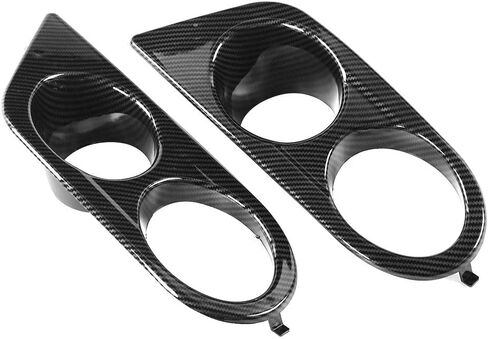 Qiilu Front Bumper Foglight Cover, 1 pair Front Bumper Fog Light Lamp Cover Cap Dual Holes Car Lighting Accessory Fit for E46 M3 2001‑2006(Carbon Fiber Style) in Saudi Arabia