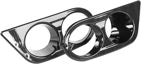 Qiilu Front Bumper Foglight Cover, 1 pair Front Bumper Fog Light Lamp Cover Cap Dual Holes Car Lighting Accessory Fit for E46 M3 2001‑2006(Carbon Fiber Style) in Saudi Arabia