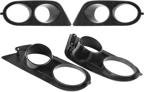Qiilu Front Bumper Foglight Cover, 1 pair Front Bumper Fog Light Lamp Cover Cap Dual Holes Car Lighting Accessory Fit for E46 M3 2001‑2006(Carbon Fiber Style) in Saudi Arabia