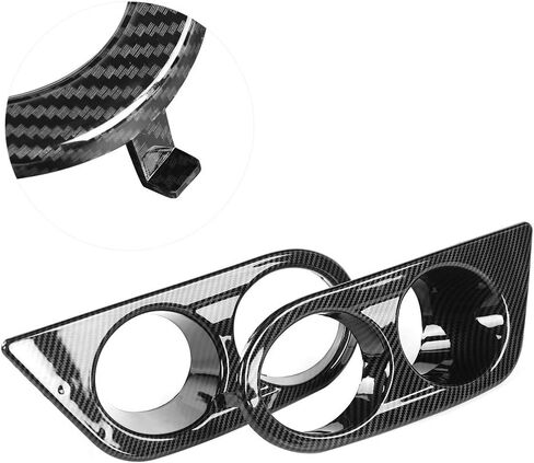 Qiilu Front Bumper Foglight Cover, 1 pair Front Bumper Fog Light Lamp Cover Cap Dual Holes Car Lighting Accessory Fit for E46 M3 2001‑2006(Carbon Fiber Style) in Saudi Arabia