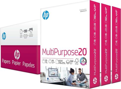 HP Printer Paper | 8.5 x 11 Paper | MultiPurpose 20 lb | 3 Ream Case - 1500 Sheets | 96 Bright | Made in USA - FSC Certified | 112530C in Saudi Arabia