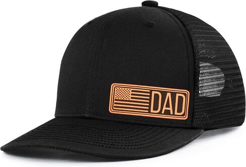 American Flag Dad Hat for Men, Fathers Day Birthday Gifts for Dad Leather Patch Trucker Hat in Kuwait