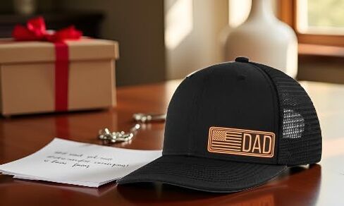 American Flag Dad Hat for Men, Fathers Day Birthday Gifts for Dad Leather Patch Trucker Hat in Kuwait
