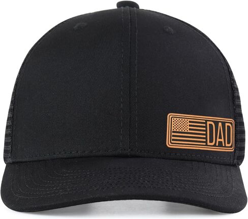 American Flag Dad Hat for Men, Fathers Day Birthday Gifts for Dad Leather Patch Trucker Hat in Kuwait