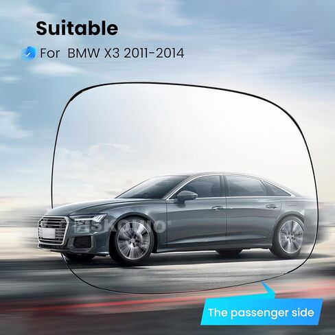 Passenger Side Mirror Replacement Glass for BMW X3 2011-2014,Backing Plate Power Heated Right Side View Car Rearview Mirror Glass for BMW X3 2011 2012 2013 2014 in Kuwait
