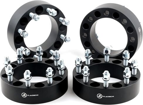 Vlaoschi Black Forged 8x180 to 8x170 محولات العجلات 1.5 بوصة مع 14x1.5 ترصيع متوافق مع Chevy GMC 8 Lug لعام 2011-2022 Silverado Sierra 2500 3500 HD (Adapt 8x170 RIM على شاحنة 8x180) - حزمة 4 in Saudi Arabia