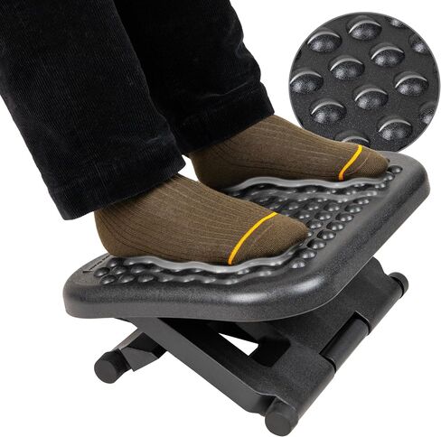 Mind Reader Foot Rest, Under Desk at Work, Ergonomic, Height Adjustable, Office, Plastic, 17" L x 13" W x 6.25" H, Set of 2, Black in Saudi Arabia