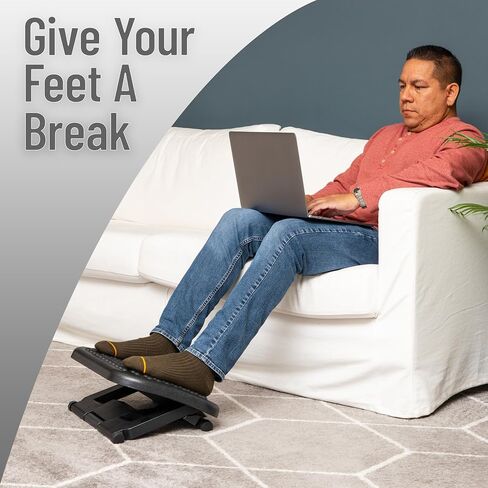 Mind Reader Foot Rest, Under Desk at Work, Ergonomic, Height Adjustable, Office, Plastic, 17" L x 13" W x 6.25" H, Set of 2, Black in Saudi Arabia