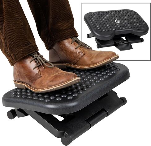 Mind Reader Foot Rest, Under Desk at Work, Ergonomic, Height Adjustable, Office, Plastic, 17" L x 13" W x 6.25" H, Set of 2, Black in Saudi Arabia