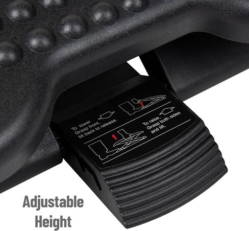 Mind Reader Foot Rest, Under Desk at Work, Ergonomic, Height Adjustable, Office, Plastic, 17" L x 13" W x 6.25" H, Set of 2, Black in Saudi Arabia
