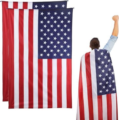 2PCS Capes American Flag Costume ، عباءة يوم الاستقلال في الرابع من يوليو للنساء للنساء USA العلم الوطني Cape للاحتفال بالاحتفال بالكرنفال إكسسوارات لعب الحفلات in Saudi Arabia
