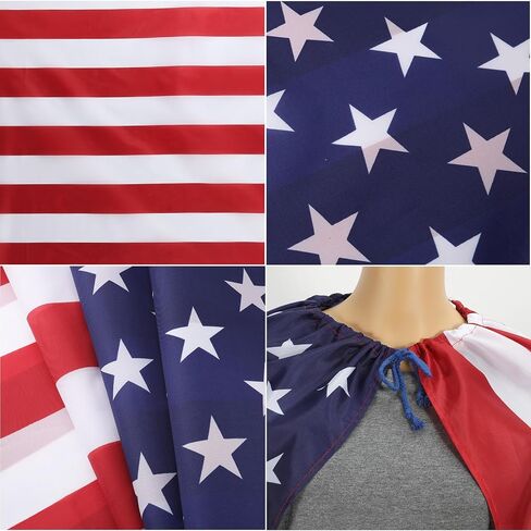 2PCS Capes American Flag Costume ، عباءة يوم الاستقلال في الرابع من يوليو للنساء للنساء USA العلم الوطني Cape للاحتفال بالاحتفال بالكرنفال إكسسوارات لعب الحفلات in Saudi Arabia
