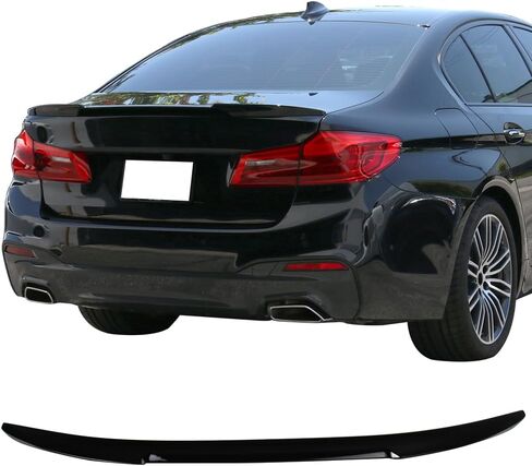 المفسد الجذع مسبقًا متوافقًا مع 2017-2023 BMW 5 Series G30 Sedan ، M4 V Style #475 Black Sapphire Metallic ABS WID من Ikon Motorsport ، 2018 in Kuwait