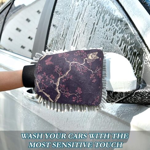 Absorbent Microfiber Car Wash Drying Mitts, 2 Pack, Scratch-Free & Lint-Free, Rich Foam, Highly Absorbent, Double Sided, Wash Mitt Perfect for Car Washing, M, Cat (3) in Saudi Arabia