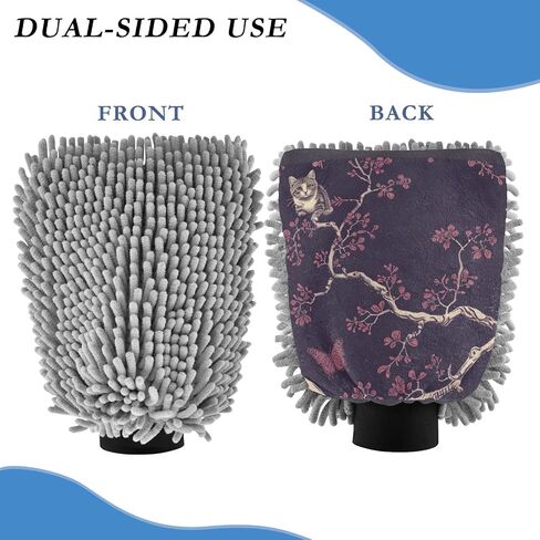 Absorbent Microfiber Car Wash Drying Mitts, 2 Pack, Scratch-Free & Lint-Free, Rich Foam, Highly Absorbent, Double Sided, Wash Mitt Perfect for Car Washing, M, Cat (3) in Saudi Arabia