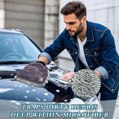Absorbent Microfiber Car Wash Drying Mitts, 2 Pack, Scratch-Free & Lint-Free, Rich Foam, Highly Absorbent, Double Sided, Wash Mitt Perfect for Car Washing, M, Cat (3) in Saudi Arabia