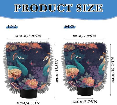Absorbent Microfiber Car Wash Drying Mitts, 2 Pack, Scratch-Free & Lint-Free, Rich Foam, Highly Absorbent, Double Sided, Wash Mitt Perfect for Car Washing, L, Peacock (6) in Saudi Arabia