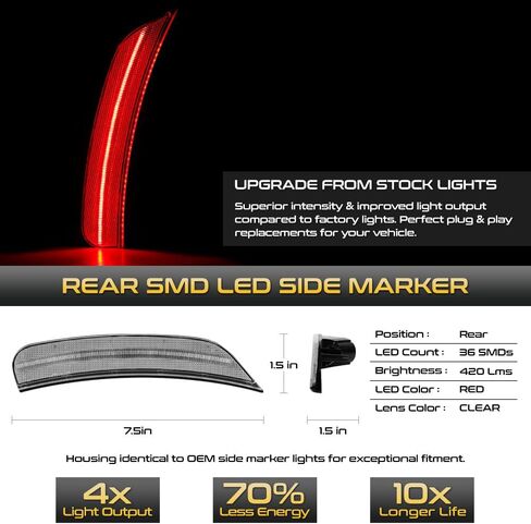 VIPMOTOZ 4PC الكامل LED شريط جانب شريط الضوء Fender Fender مصباح وقوف السيارات متوافق مع 2017-2023 Chrysler Pacifica 2020-2023 Voyager Chrome Horp in Saudi Arabia