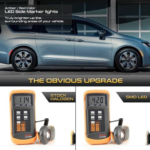 VIPMOTOZ 4PC الكامل LED شريط جانب شريط الضوء Fender Fender مصباح وقوف السيارات متوافق مع 2017-2023 Chrysler Pacifica 2020-2023 Voyager Chrome Horp in Saudi Arabia