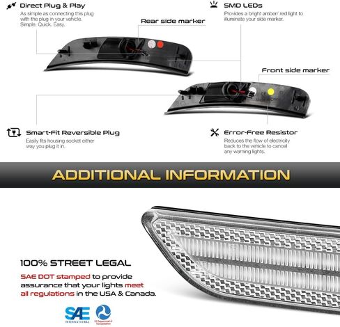 VIPMOTOZ 4PC الكامل LED شريط جانب شريط الضوء Fender Fender مصباح وقوف السيارات متوافق مع 2017-2023 Chrysler Pacifica 2020-2023 Voyager Chrome Horp in Saudi Arabia