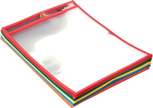 Amazon Basics Heavy Duty Dry Erase Ticket Holder Pockets with Clear Plastic Film and Multicolored Fabric Edge, 8.5" X 11", Pack of 25 in Saudi Arabia