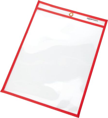 Amazon Basics Heavy Duty Dry Erase Ticket Holder Pockets with Clear Plastic Film and Multicolored Fabric Edge, 8.5" X 11", Pack of 25 in Saudi Arabia