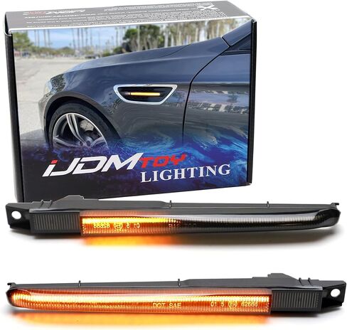 Ijdmtoy Euro Semi-Clear Lens Amber LED Sequential Blink Fender Vent Grille Side Side Turn Turn Texmbatible مع BMW F10 M5 in Kuwait