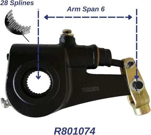عزم الدوران 4 حزمة من R801074 ضابط الركود الأوتوماتيكي 1.5 بوصة ، 28 spline teath 6 "رافعة مع clevis fit (استبدال Meritor R801074 801074 R803112 803112) (4 x TR801074) in Saudi Arabia