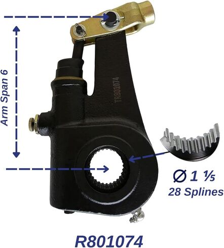 عزم الدوران 4 حزمة من R801074 ضابط الركود الأوتوماتيكي 1.5 بوصة ، 28 spline teath 6 "رافعة مع clevis fit (استبدال Meritor R801074 801074 R803112 803112) (4 x TR801074) in Saudi Arabia