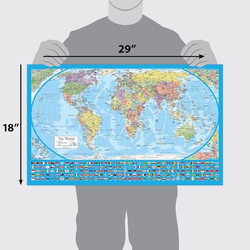 2 Pack - Laminated World Map Poster & USA Map Set - Equal Earth world map design shows continents at true relative size - US Map 18" x 29" in Saudi Arabia