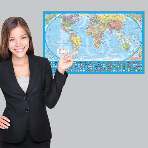 2 Pack - Laminated World Map Poster & USA Map Set - Equal Earth world map design shows continents at true relative size - US Map 18" x 29" in Saudi Arabia