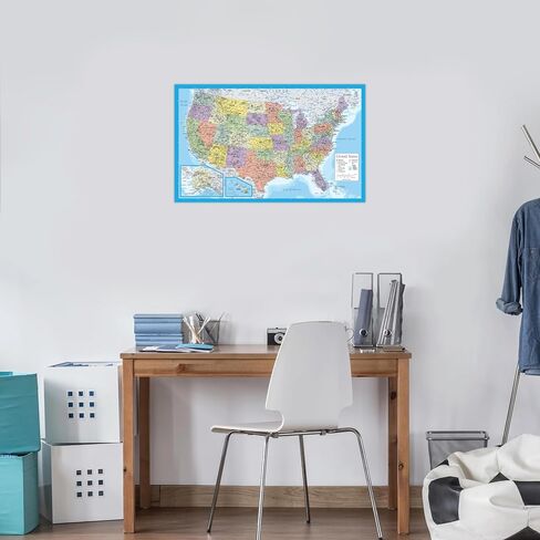 2 Pack - Laminated World Map Poster & USA Map Set - Equal Earth world map design shows continents at true relative size - US Map 18" x 29" in Saudi Arabia