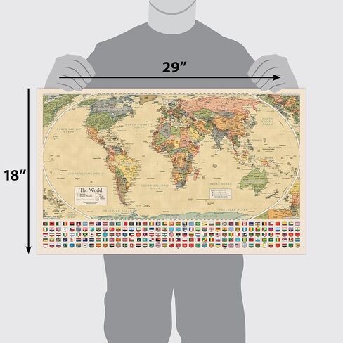 2 Pack - Laminated World Map Poster & USA Map Set - Equal Earth world map design shows continents at true relative size - US Map 18" x 29" in Saudi Arabia