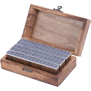 YPSelected Set of 70pcs Vintage Style Wooden Rubber Alphabet Letters Number Symbol Stamps (Regular Script) in Kuwait