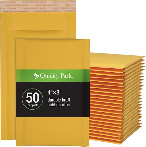 Quality Park Bubble Mailers, 6 x 9 Shipping Envelopes, Self-Seal, Durable Brown Kraft Padded Envelopes, Redi-Strip Peel Off Closure, 50 Per Box (QUA85755) in Saudi Arabia