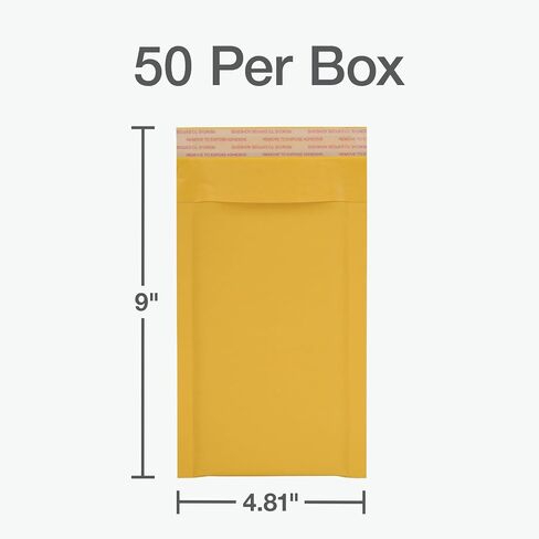 Quality Park Bubble Mailers, 6 x 9 Shipping Envelopes, Self-Seal, Durable Brown Kraft Padded Envelopes, Redi-Strip Peel Off Closure, 50 Per Box (QUA85755) in Saudi Arabia