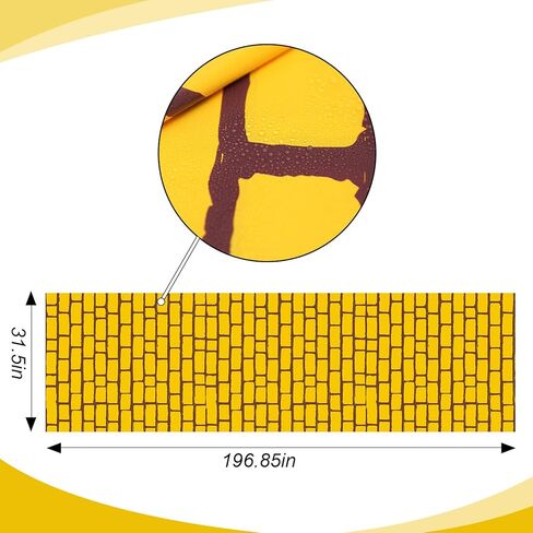 TaoBary 31.5 Inch x 164 Feet Long Brick Road Floor Runner Brick Wall Backdrop, Princess Decorations, Brick Road for Halloween Wizard Cosplay Party (Yellow) in Kuwait