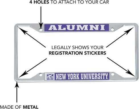 Desert Cactus New York University NYU Violets Car Accessories Metal License Plate Frame and Tag Holder for Front or Rear of Car (Alumni) in Saudi Arabia