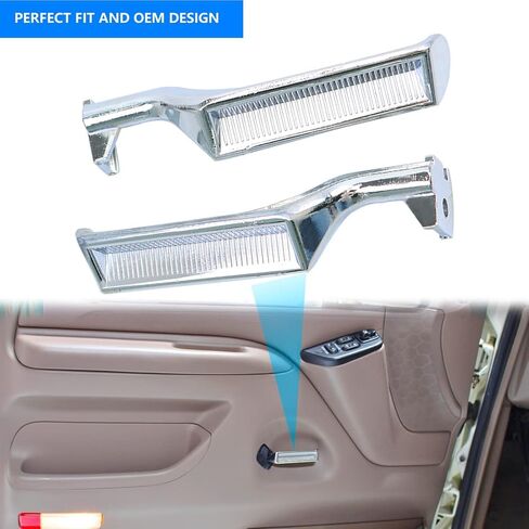 Interior Door Handle All Metal Handle Compatible with Ford Bronco F150 F250 F350 F53 F59 F800 1987-1996 Front Rear Left and Right Side Replaces# 77178 E7TZ-1522601-A (Silver) in Kuwait