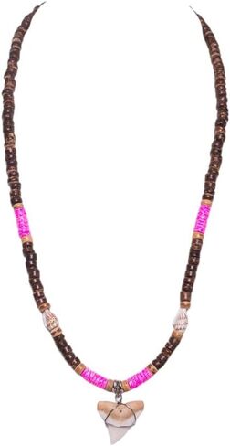 BlueRica Shark Tooth on Coconut & Shell Beads Necklace (20" 3U) in Saudi Arabia