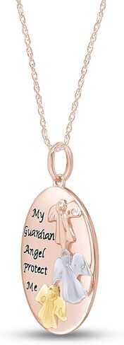 My Guardian Angel Protect Me Two Tone Pendant Necklace in 14k Gold Over Sterling Silver in Saudi Arabia