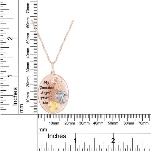My Guardian Angel Protect Me Two Tone Pendant Necklace in 14k Gold Over Sterling Silver in Saudi Arabia
