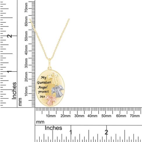 My Guardian Angel Protect Me Two Tone Pendant Necklace in 14k Gold Over Sterling Silver in Saudi Arabia