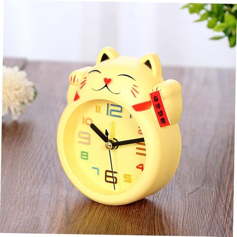 Wakauto Cute Cat Alarm Clock for Kids Silent No Ticking Battery Computed Boy Girls Cartoon Desk Clock for Bedroom Without Battery Yellow,3.38 X 1.37 X 4.13 Inches in Saudi Arabia