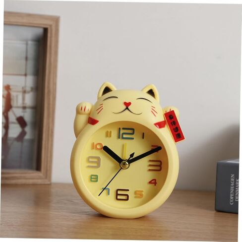 Wakauto Cute Cat Alarm Clock for Kids Silent No Ticking Battery Computed Boy Girls Cartoon Desk Clock for Bedroom Without Battery Yellow,3.38 X 1.37 X 4.13 Inches in Saudi Arabia