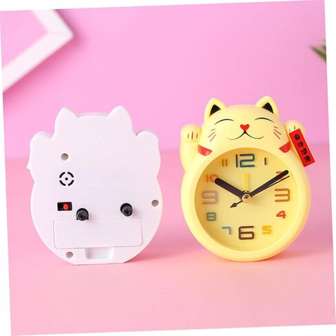Wakauto Cute Cat Alarm Clock for Kids Silent No Ticking Battery Computed Boy Girls Cartoon Desk Clock for Bedroom Without Battery Yellow,3.38 X 1.37 X 4.13 Inches in Saudi Arabia